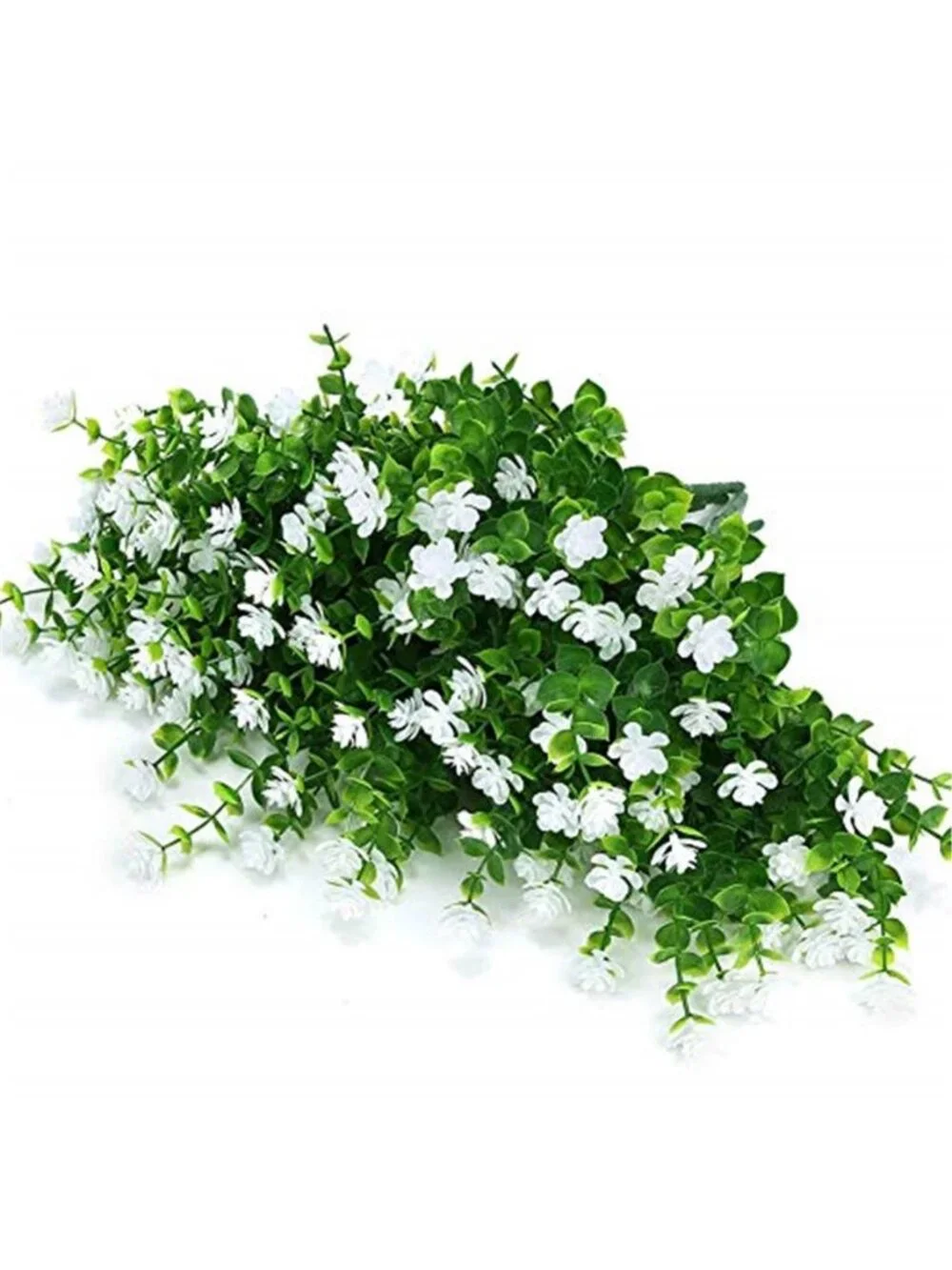 Artificial Outdoor Flowers UV Resistant Fake Boxwood Faux Greenery White Set 6